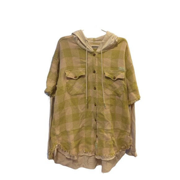 Free People Plaid Hooded Button Jacket - Picture 1 of 3